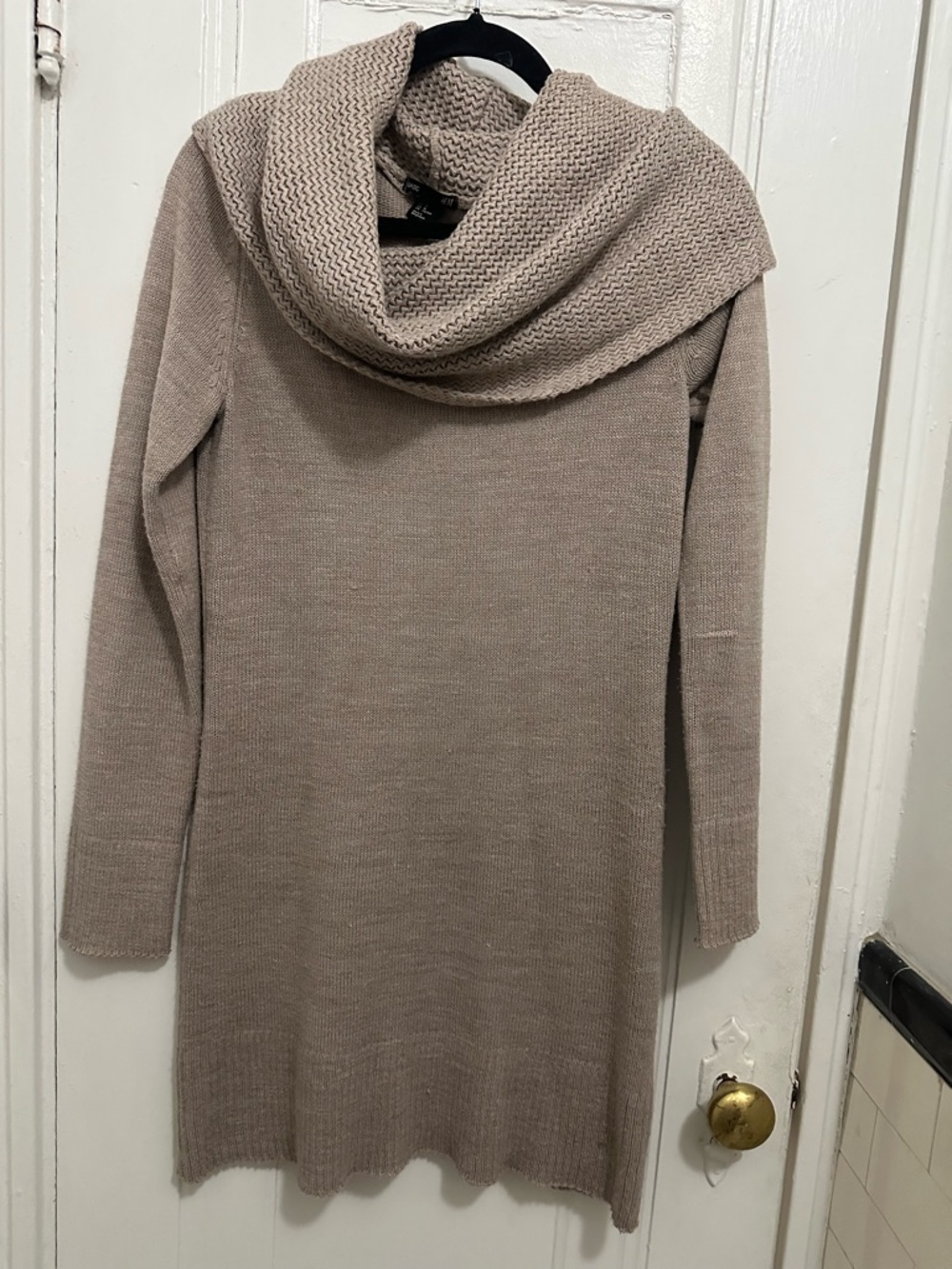 H&M Taupe Cowl Neck Longline Sweater